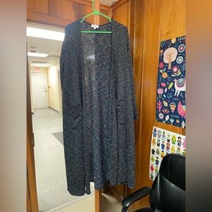 Lularoe Sarah Navy Blue Mermaid Rainbow Duster Cardigan, L